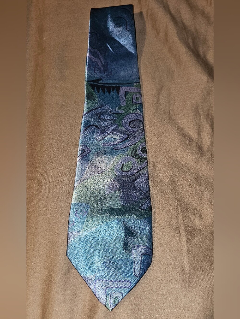 Ketch Abstract Multi-Tone Blue and Green Men's Dress Tie